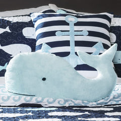 Full/Queen 5-Pc Navy Teal Waves Whales Quilt Set