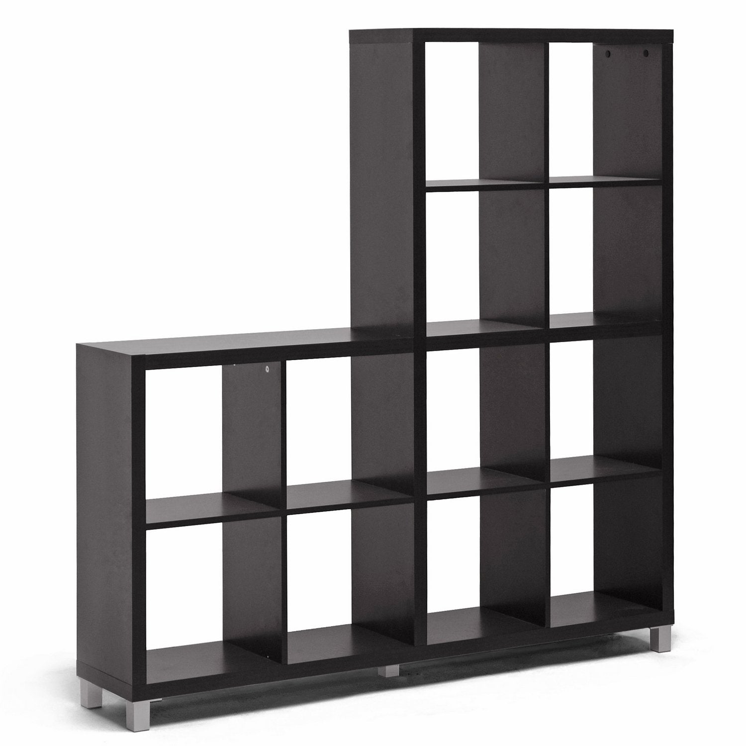 Sunna Modern Cube Shelving Unit, Dark Brown
