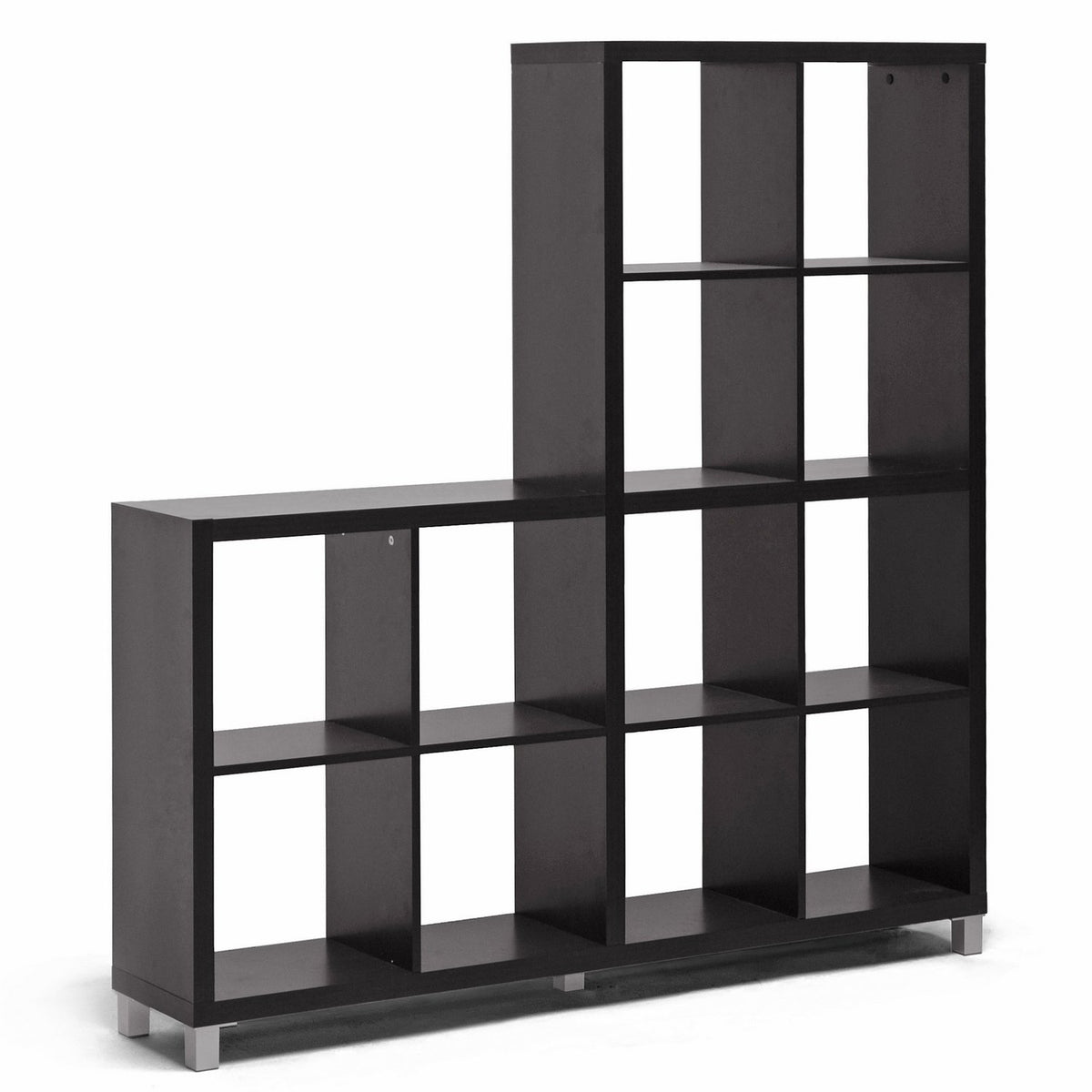 Sunna Modern Cube Shelving Unit, Dark Brown