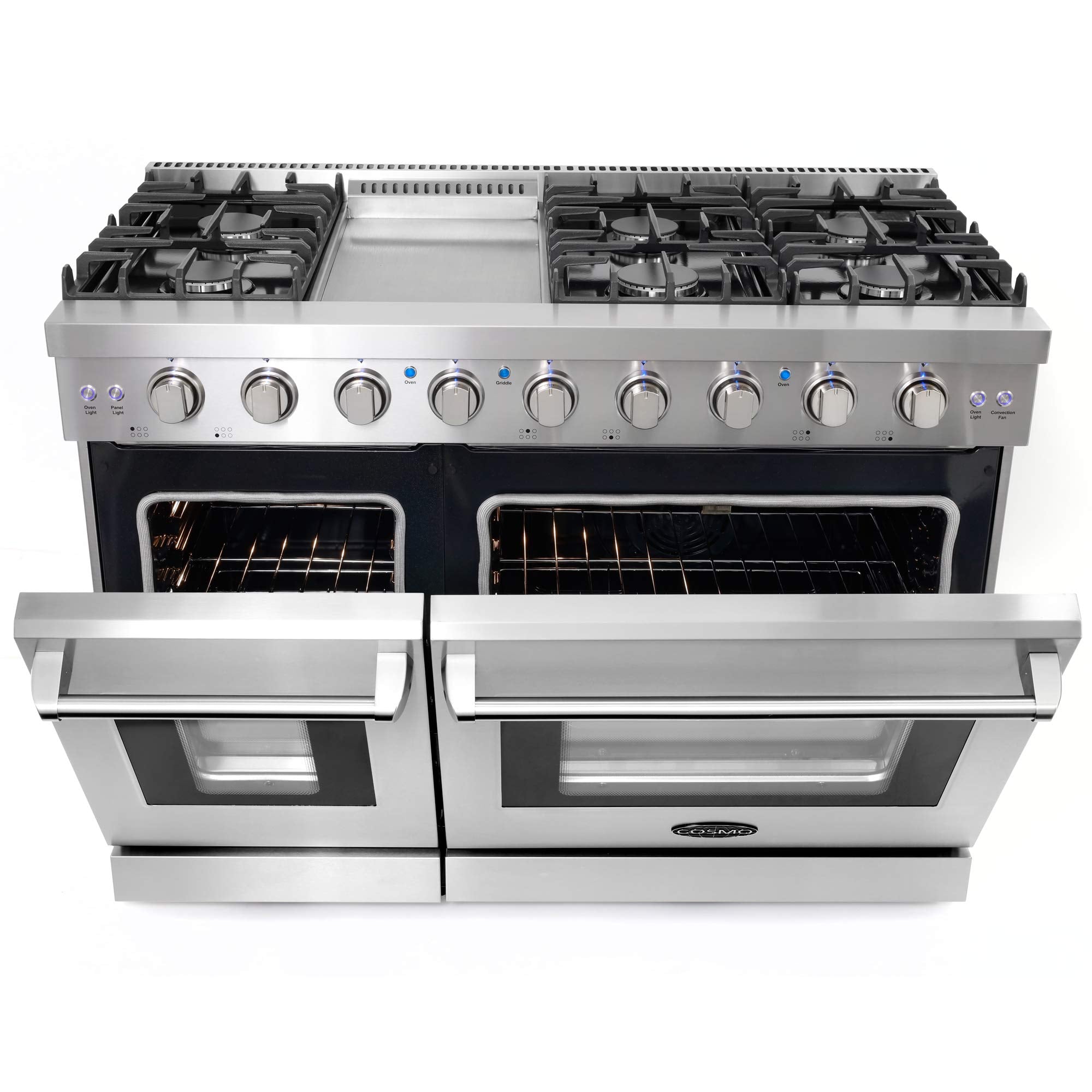 COS-EPGR486G 48 in. Haven Collection 7 cu. ft. Double Oven Gas Range, 6 Burners, Griddle, Convection, Knob LEDs, Stainless Steel