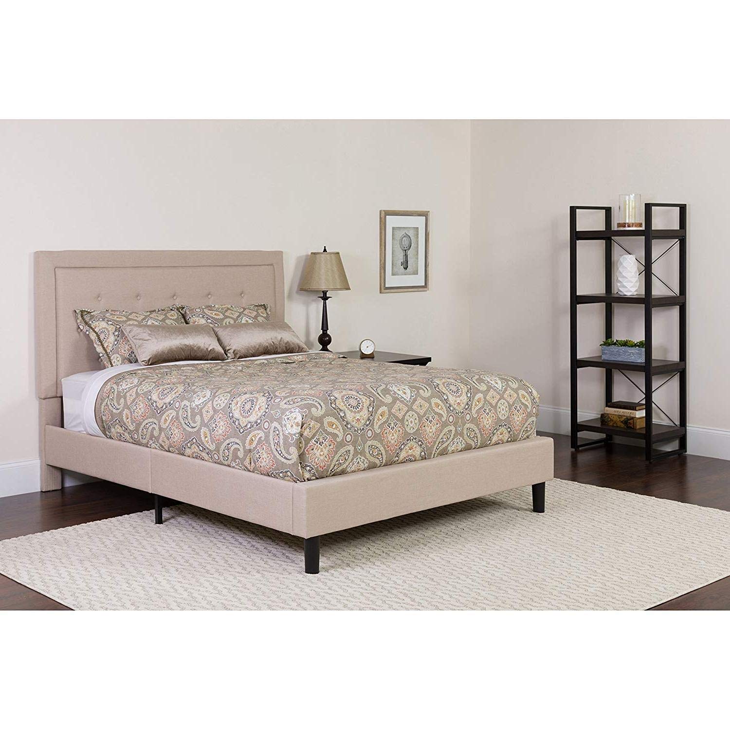 Fast Furnishings Queen Beige Tufted Upholstered Bed