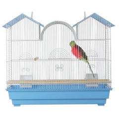 Triple Roof Cockatiel Cage, Blue and White