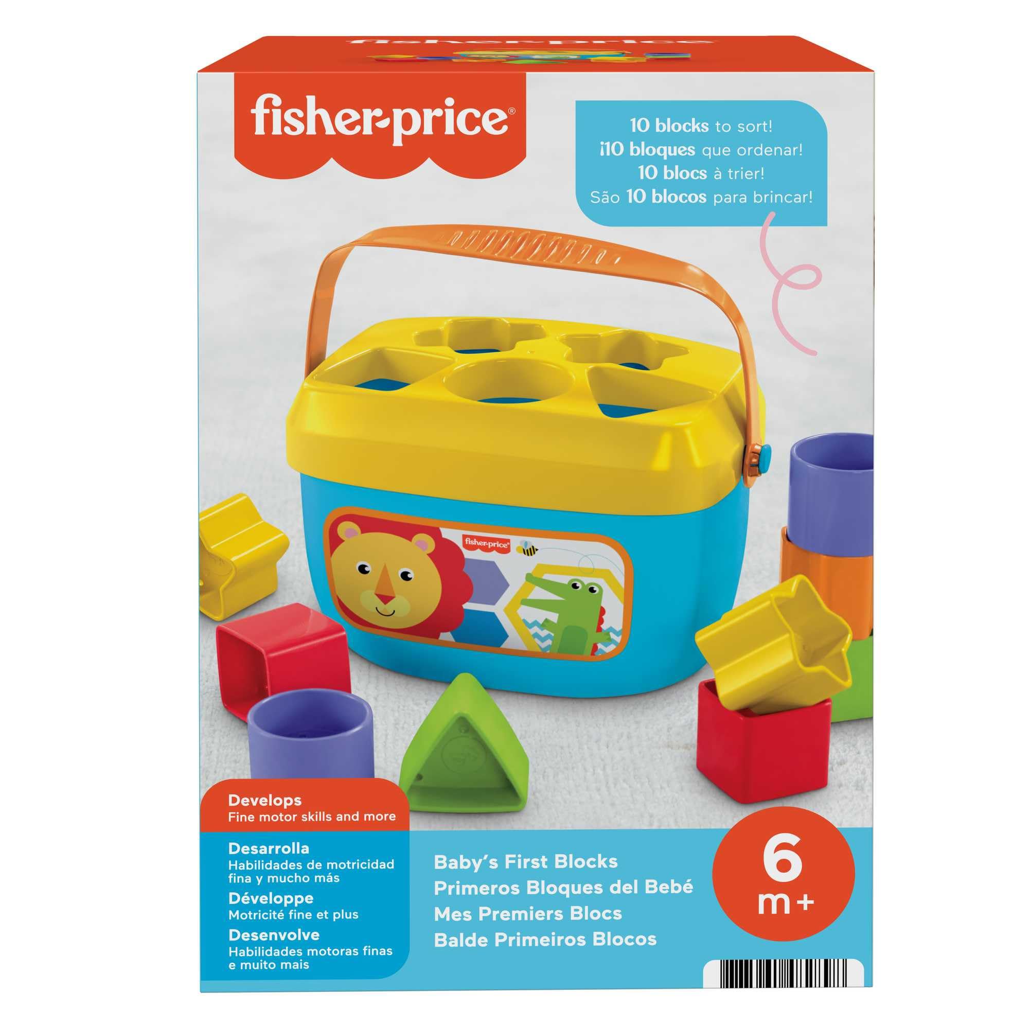 Stacking Toy Baby's First Blocks Set of 10 Shapes for Sorting Play for Infants Ages 6+ Months