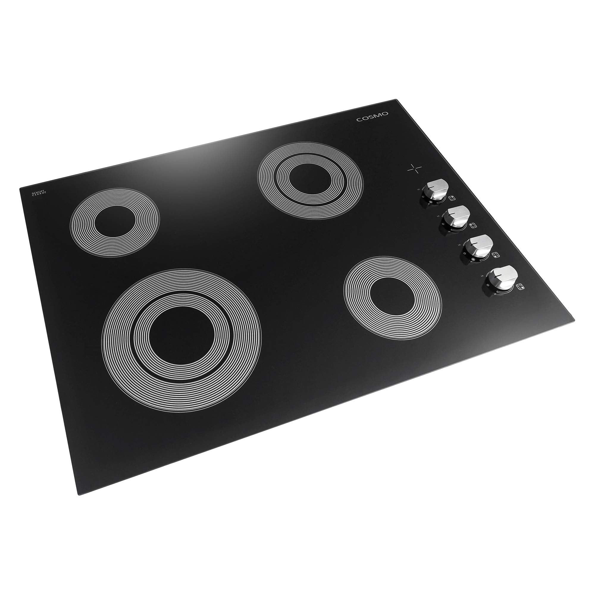 COS-304ECC Electric Ceramic Glass Cooktop with 4 Burners, Dual Zone Element, Hot Surface Indicator Light and Control Knobs, 30 inches, Black