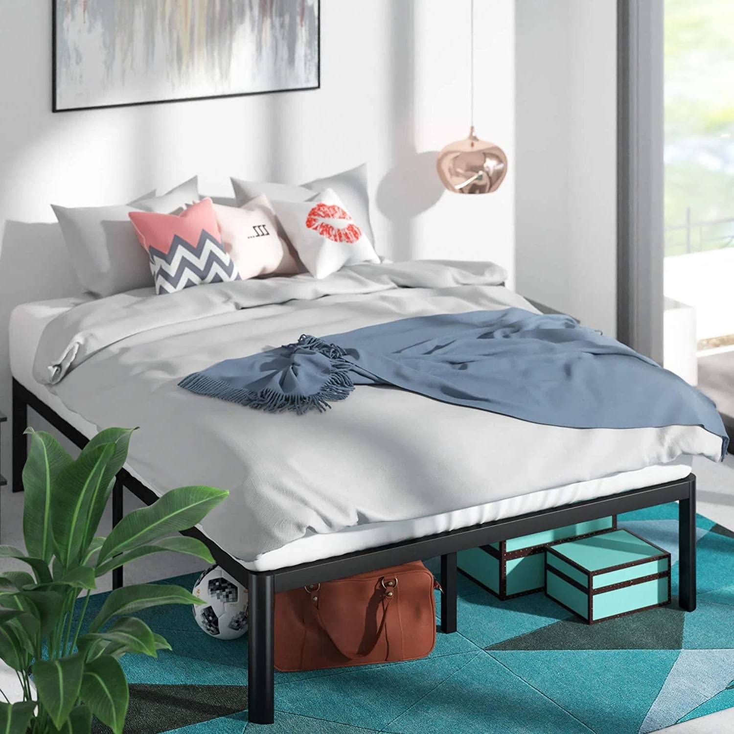 King Metal Bed Frame w/ Rounded Legs 700 lbs Cap
