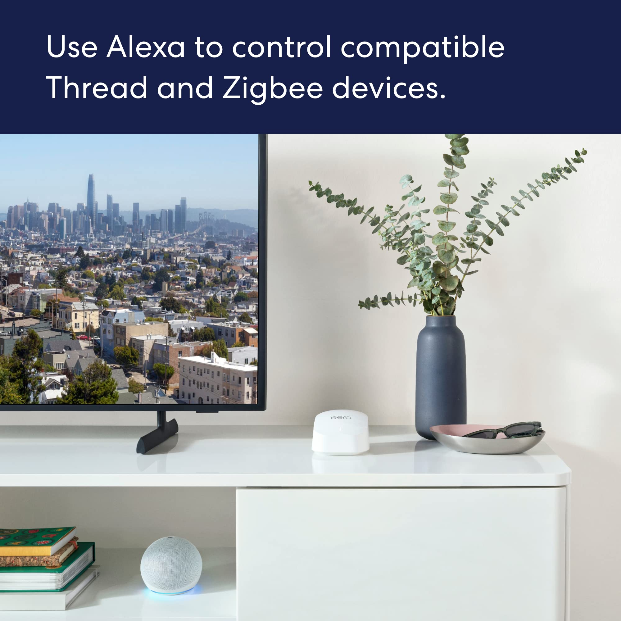 Amazon eero 6+ Mesh WiFi Router, 1Gbps, 1500 sq ft, 1-Pack