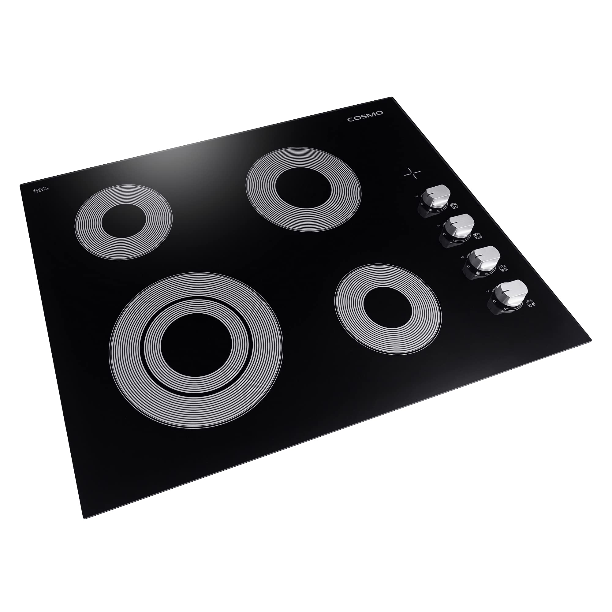 COS-244ECC 24 Inch Electric Ceramic Glass Cooktop with Burners, Dual Zone Element, Hot Surface Indicator Light and Control Knobs, Black (24 Inch)