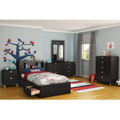 Twin Platform Bed w/ 3 Storage Drawers Black