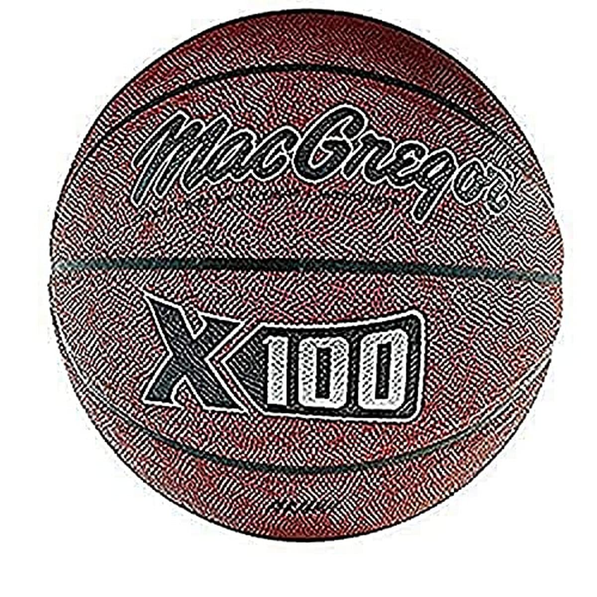 A basketball with the inscription x100 visible on its exterior.