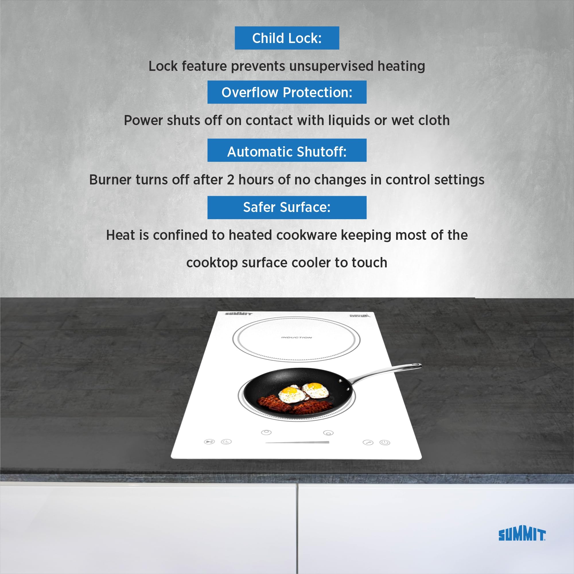 12" 2 zone Electric Cooktop. 208-240V Induction Cooktop, ADA Compliant, White- SINC2B231W