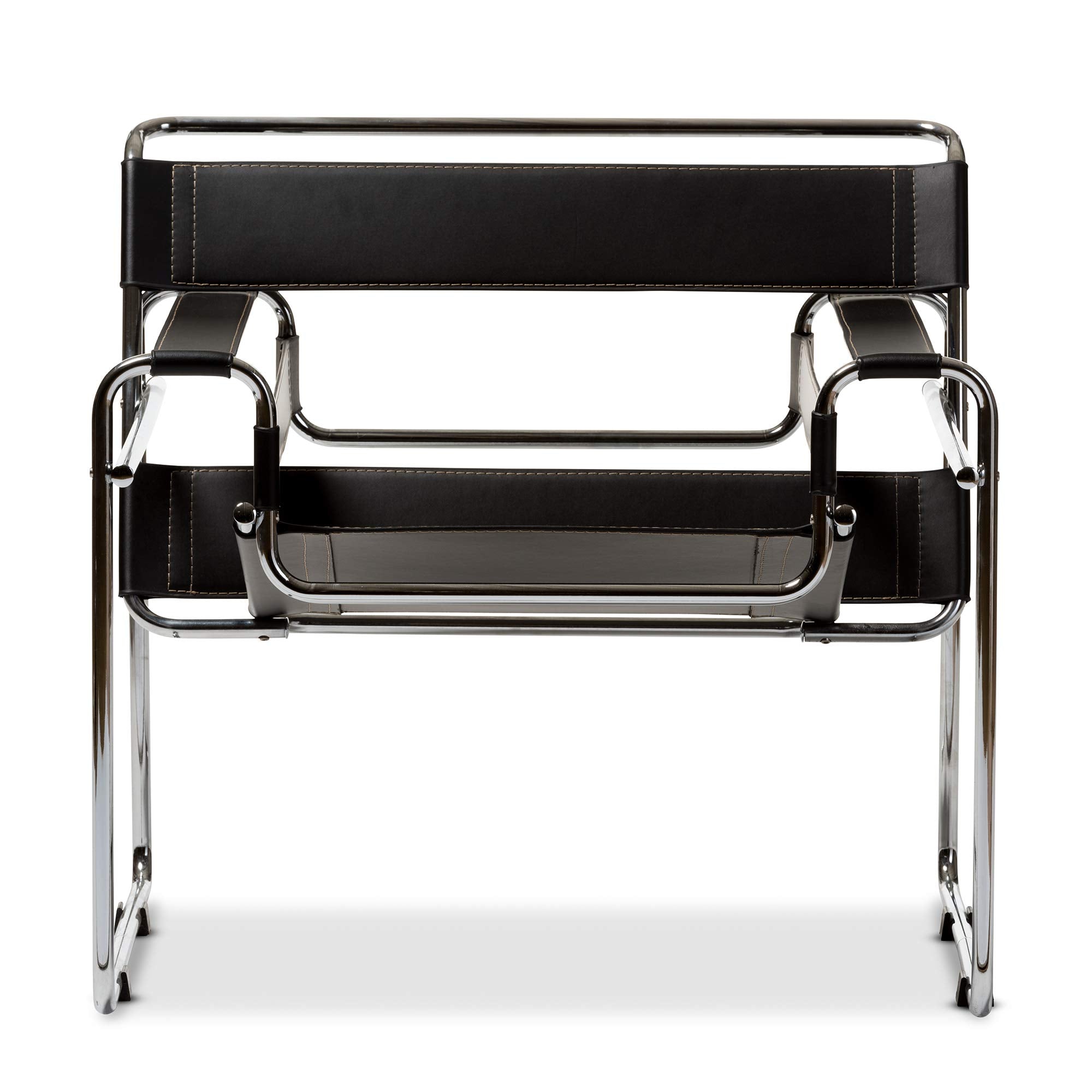 Wassily Style Accent Chair, 30" x 31" x 28", Black