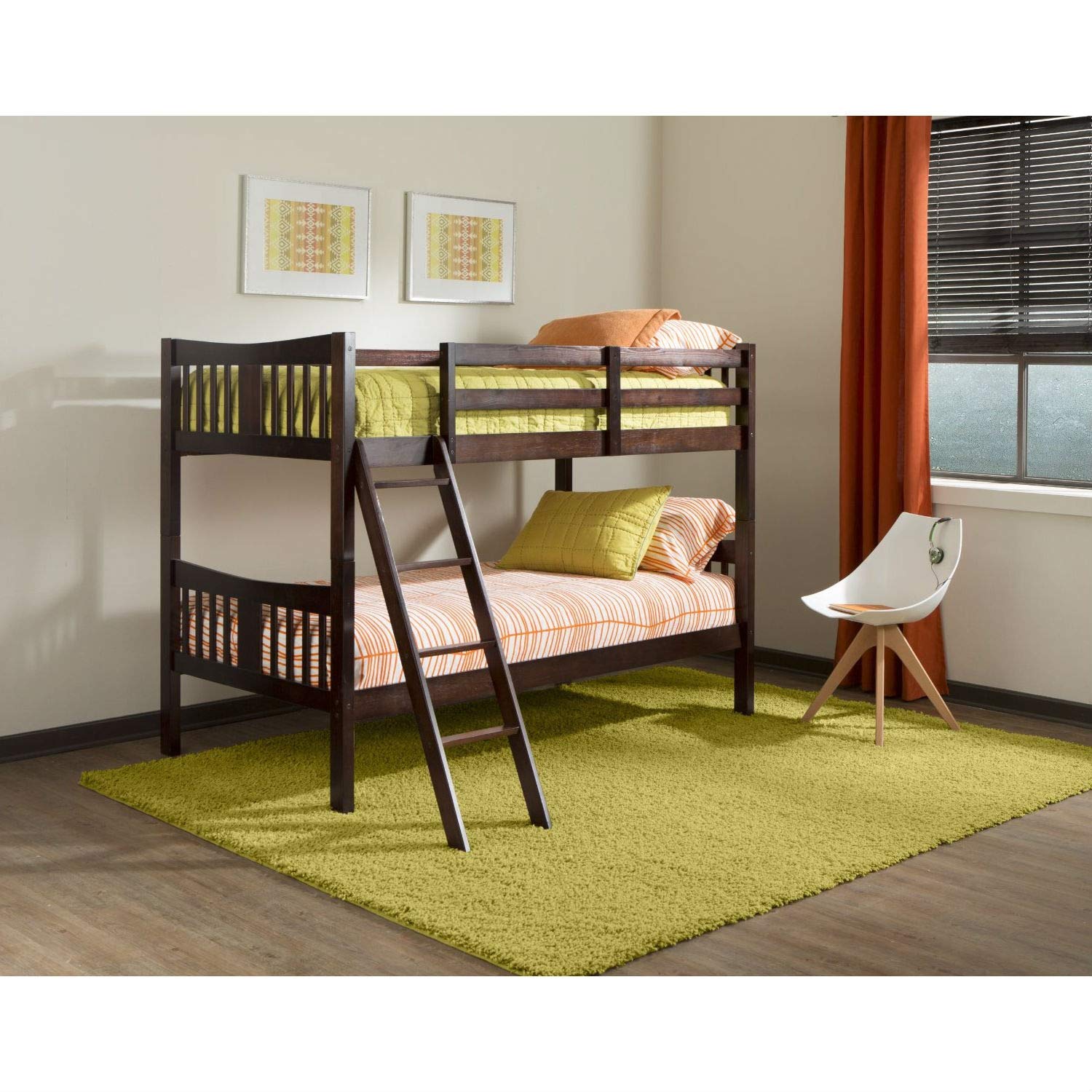Fast Furnishings Twin Over Twin Espresso Wood Bunk Bed