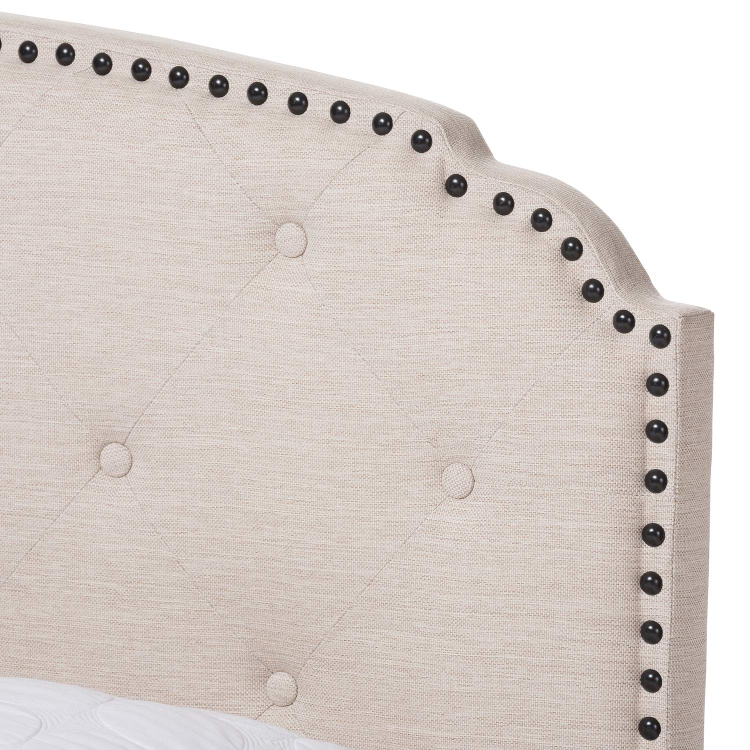 Lexi Modern and Contemporary Light Beige Fabric Upholstered King Size Bed Light Beige/Contemporary/Fabric Polyester 100% Rubber