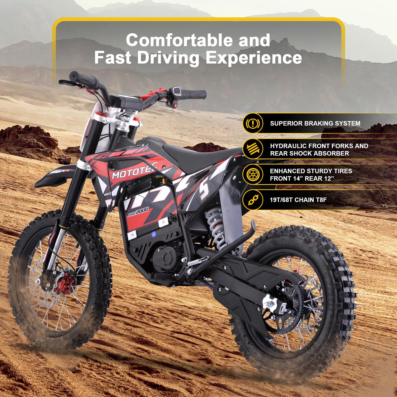 "MotoTec 60v Pro Electric Dirt Bike 2000w Lithium"