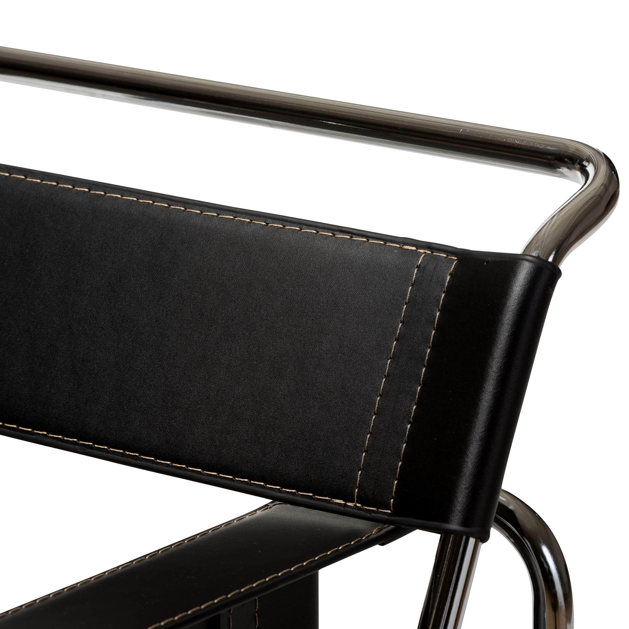 Wassily Style Accent Chair, 30" x 31" x 28", Black