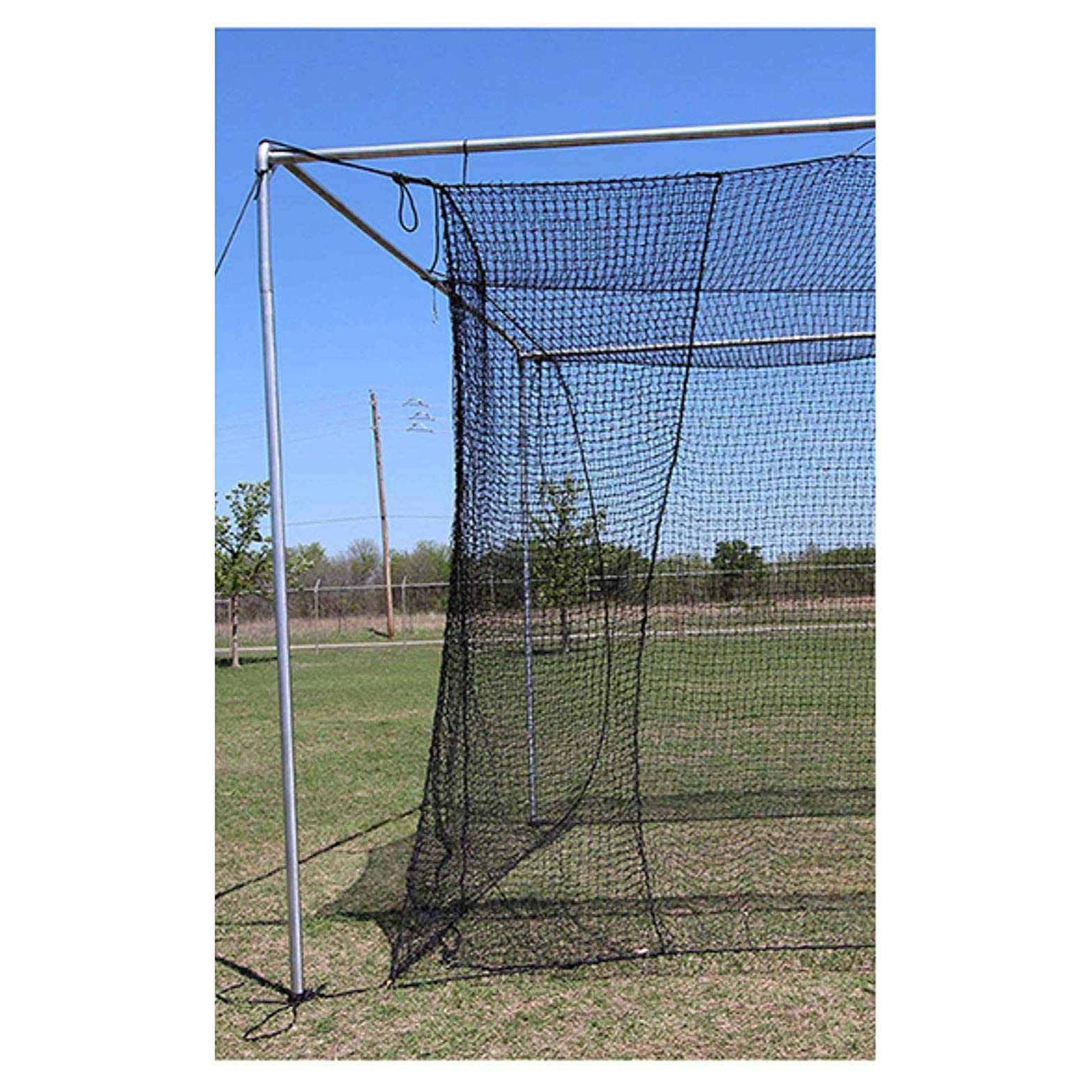 Outdoor Twisted and Knotted Training Weather Resistant Baseball Batting Cage Net with 4-Foot Access Door, Black