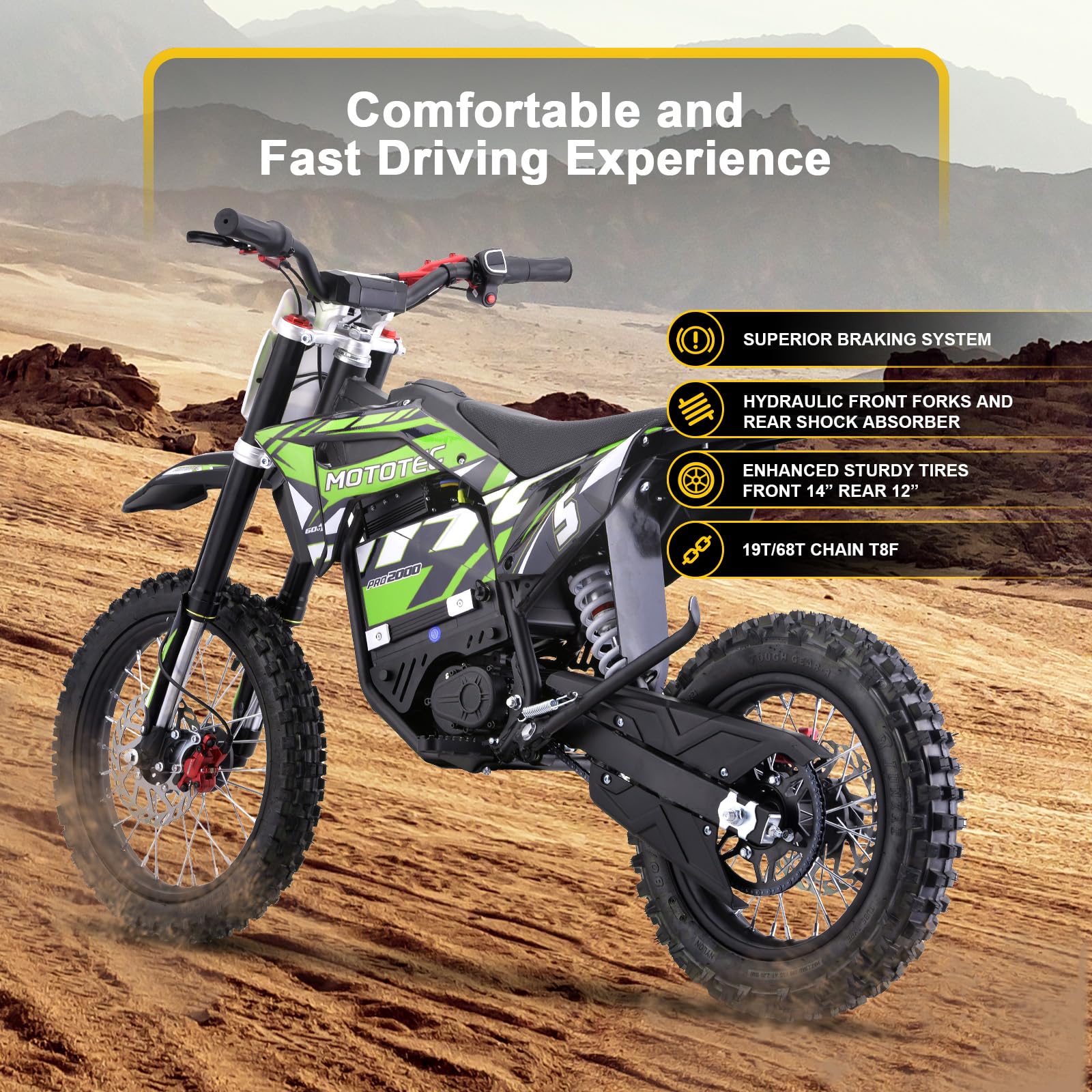 "MotoTec 60v Pro Electric Dirt Bike 2000w Lithium"