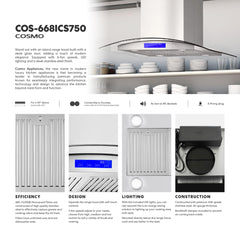 COS-668ICS750 30 in. Lumin Collection 380 CFM Ducted Island Range Hood, Soft Touch Controls, LED Lights, Stainless Steel