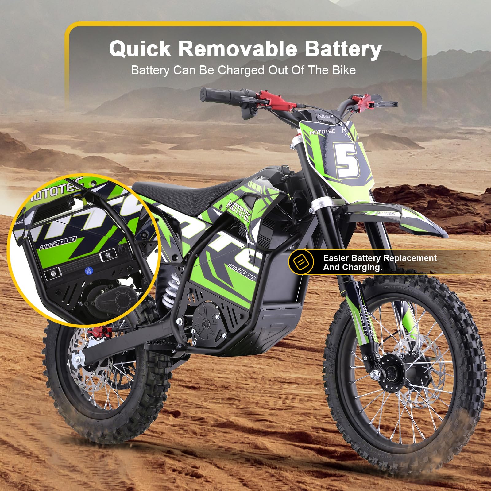 "MotoTec 60v Pro Electric Dirt Bike 2000w Lithium"