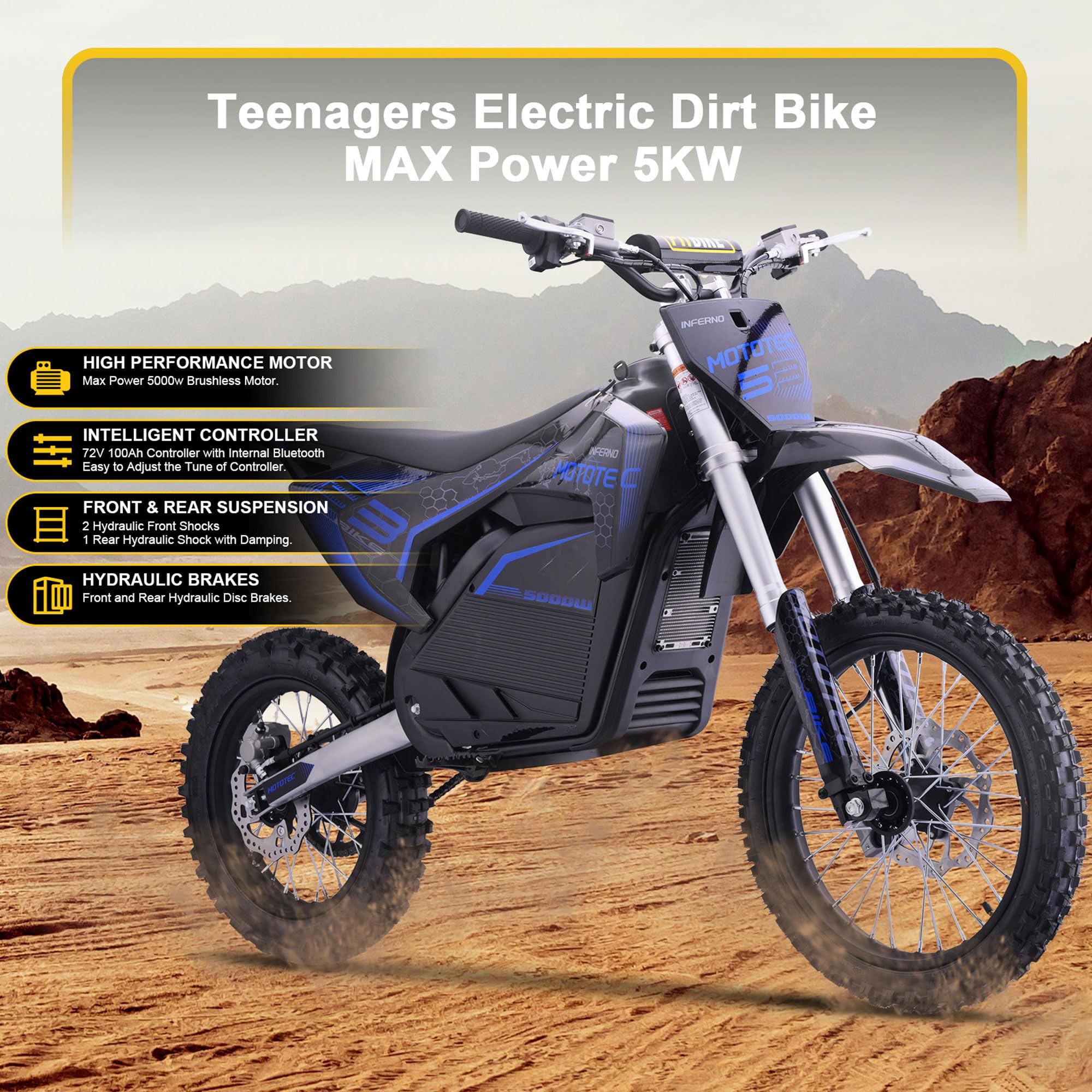 "MotoTec 72v Pro Electric Dirt Bike 5000w Lithium"