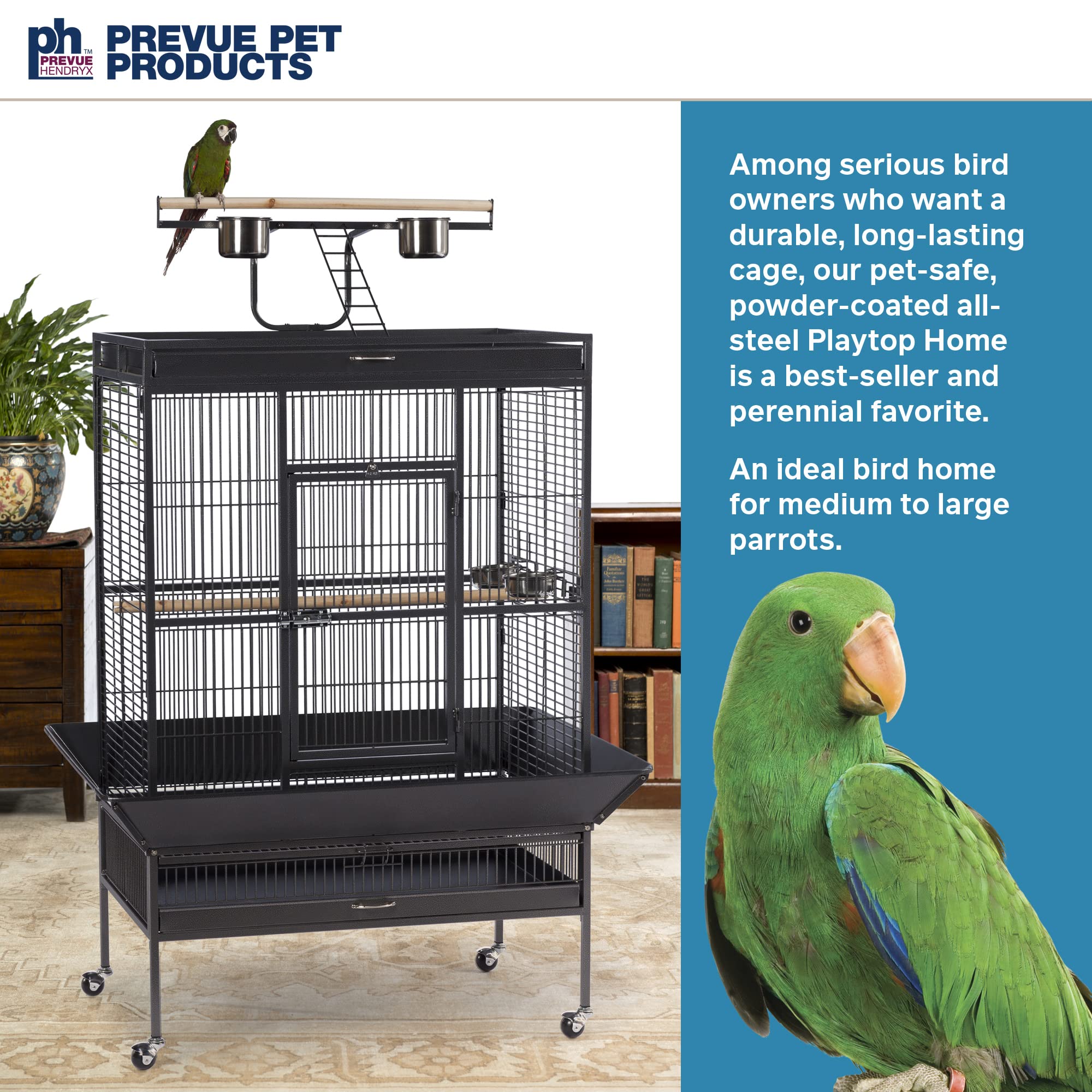 Pet Products Wrought Iron Select Bird Cage 3154BLK, Black Hammertone, 36-Inch by 24-Inch by 66-Inch