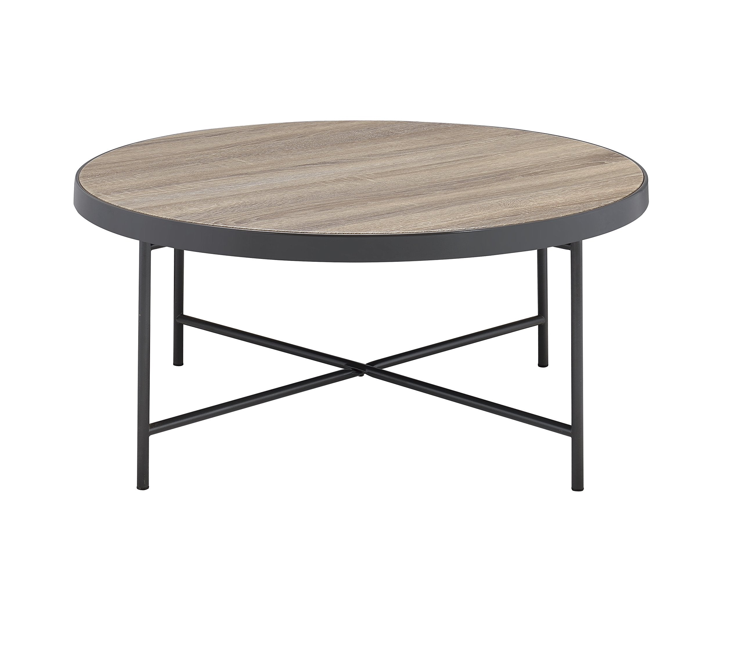 Bage Round Wood Top Coffee Table in Weathered Gray Oak
