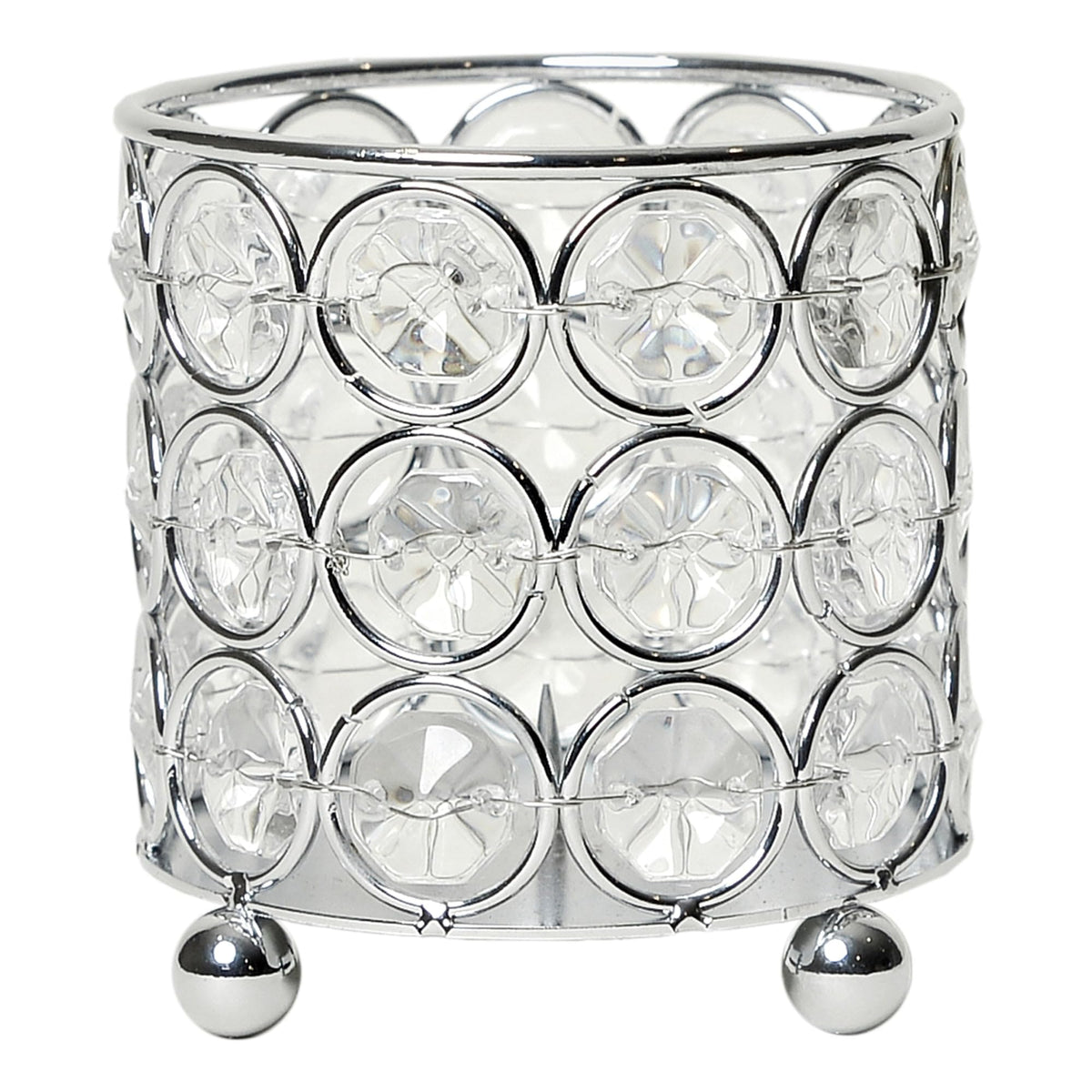 HG1000-CHR Elipse Mini Crystal Decorative Flower Vase, Candle Holder, Wedding Centerpiece, 3.25 Inch, Chrome