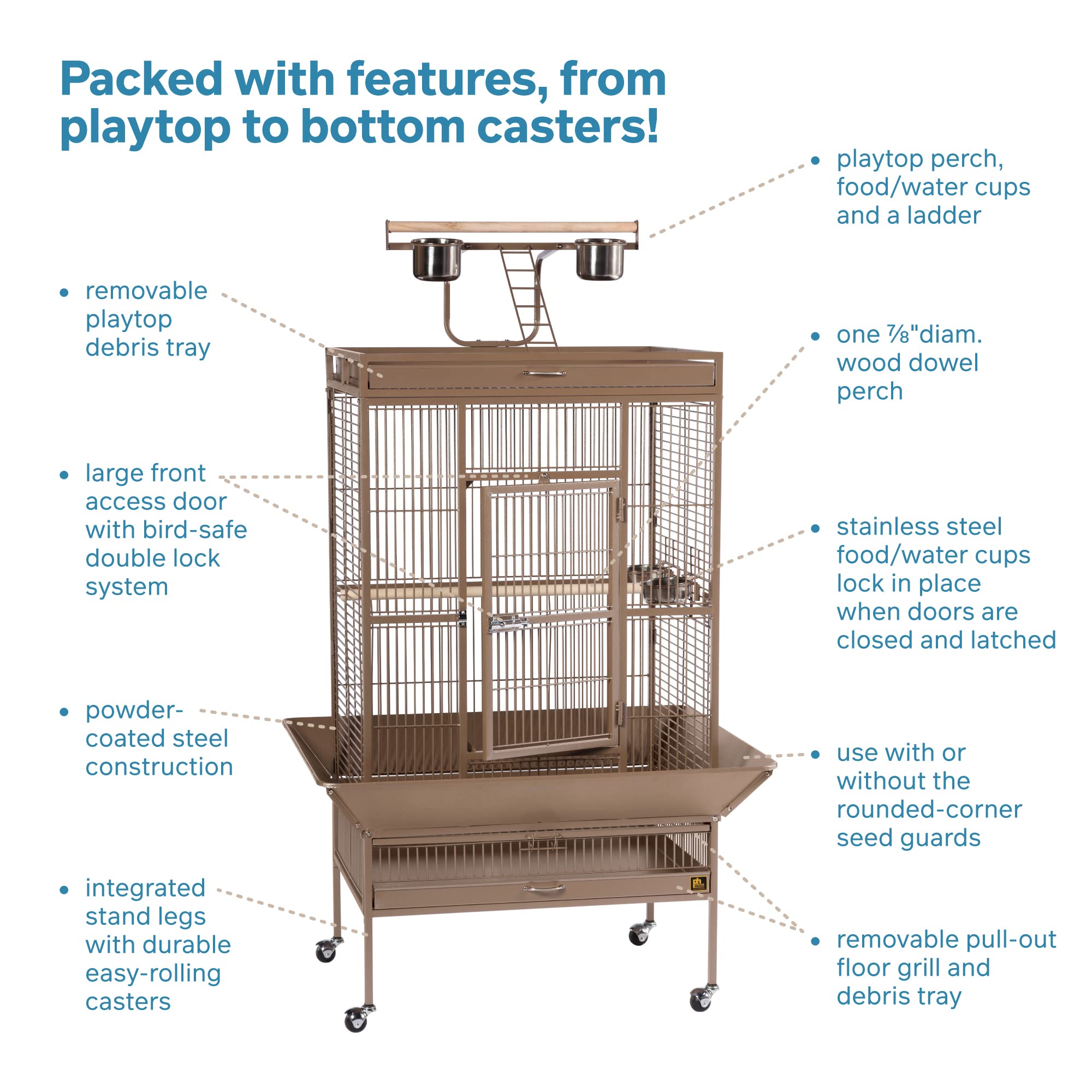 Pet Products Wrought Iron Select Bird Cage 3153COCO, Coco Brown, 30-Inch by 22-Inch by 63-Inch