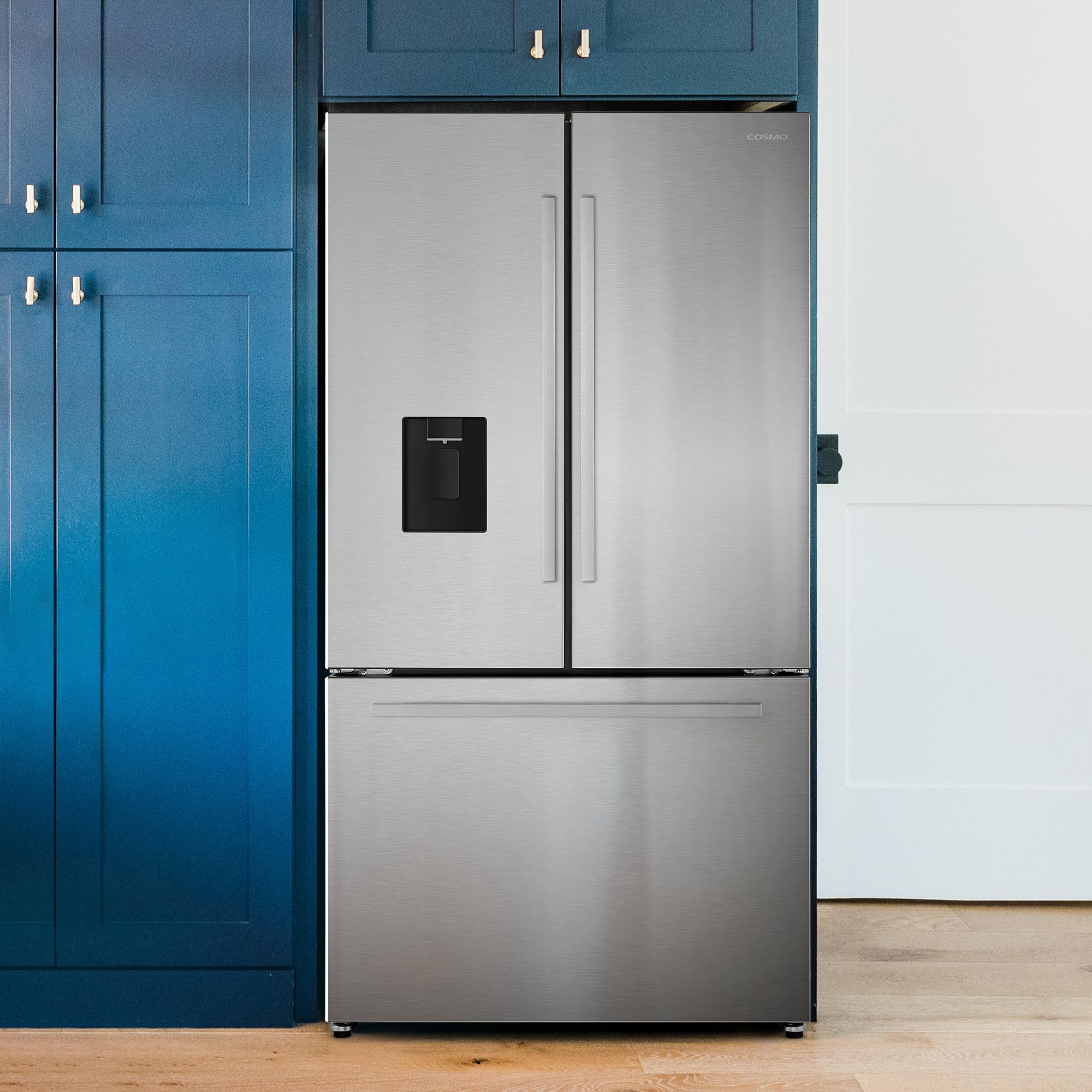 COS-FDR223GWSS 36 in. 3 French Door Refrigerator with Water Dispenser and Automatic Ice Maker in Stainless Steel, Counter Depth