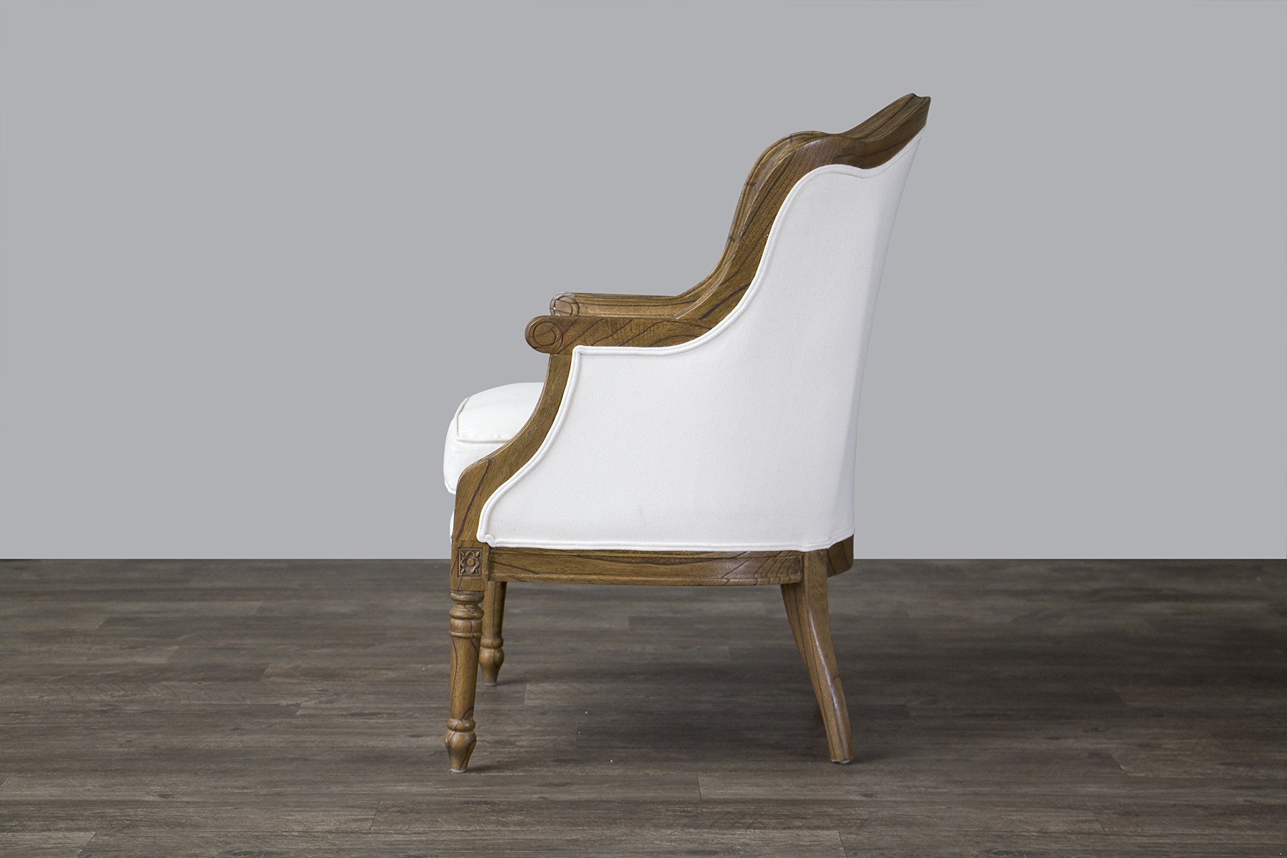 Charlemagne Traditional French Accent Chair, White