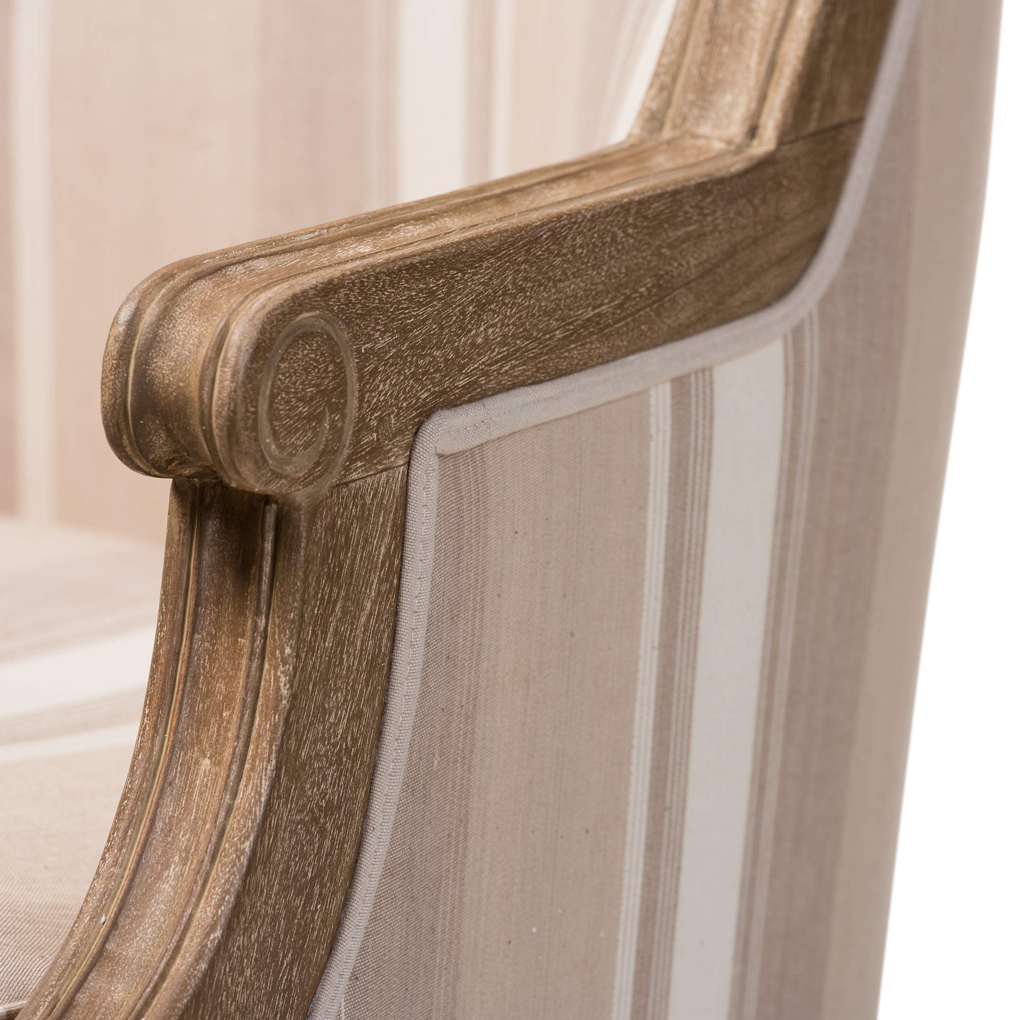 Striped Charlemagne Traditional French Accent Chair, Oak Brown