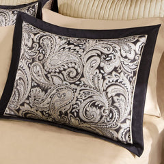 Fast Furnishings Queen 12-Pc Black Gold Paisley Comforter