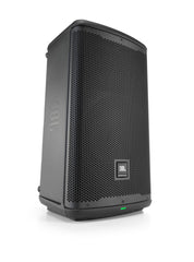 JBL E10 active speaker showcasing modern aesthetics, designed for superior sound performance in various environments.