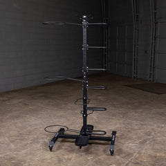 (GAR100) Compact Accessory Vertical Stand Rack for Organizing Medicine Balls, Weights Ball, Resistance Bands and Tubes, Jump Ropes, Foam Rollers, Yoga Mats, and more