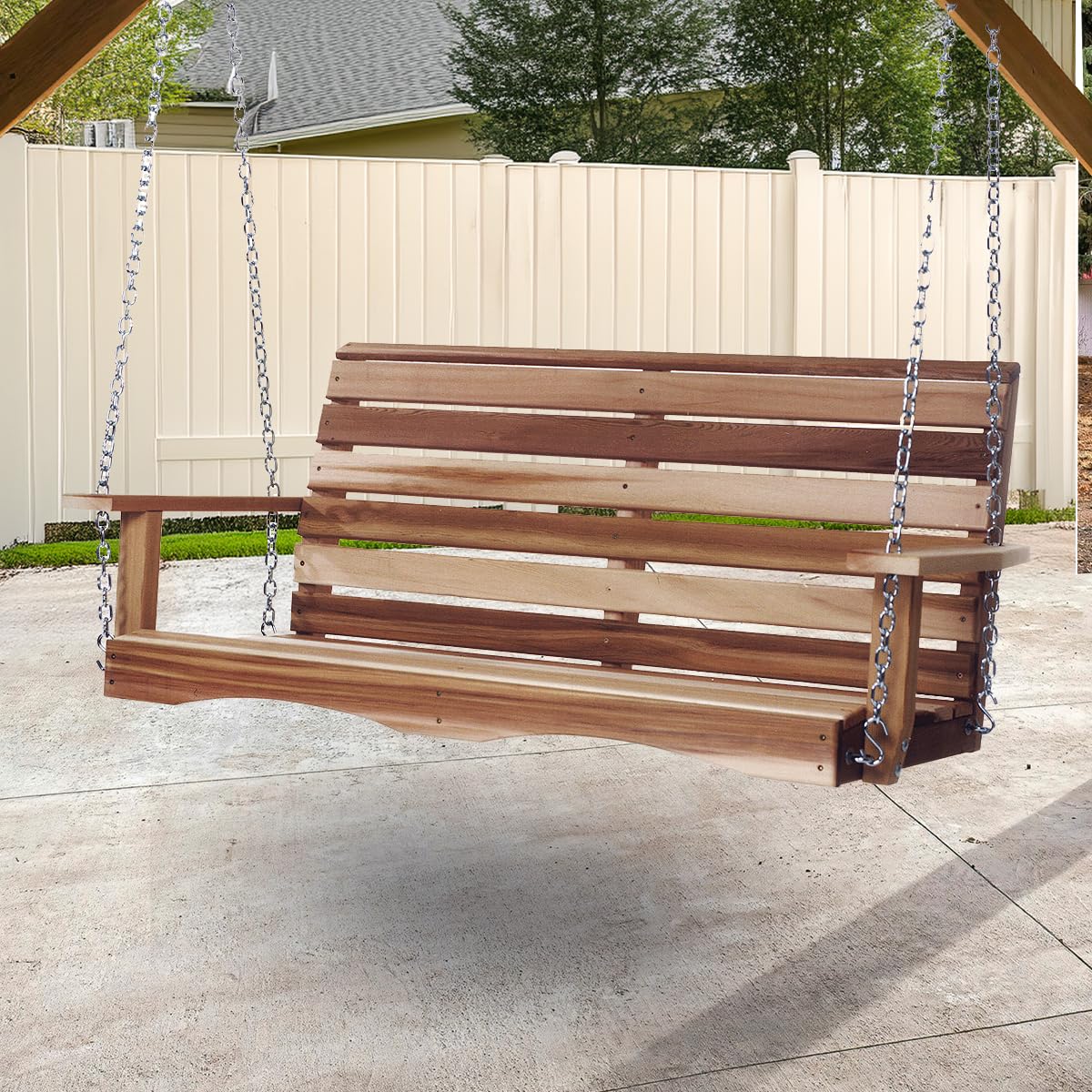 PS48-SW10 Premium Porch Swing | 4-Ft Outdoor Furniture & Patio Swing | Handcrafted Western Red Cedar | Comfort Springs, Easy Assembly, Sustainable Outdoor Bench 57x23x24