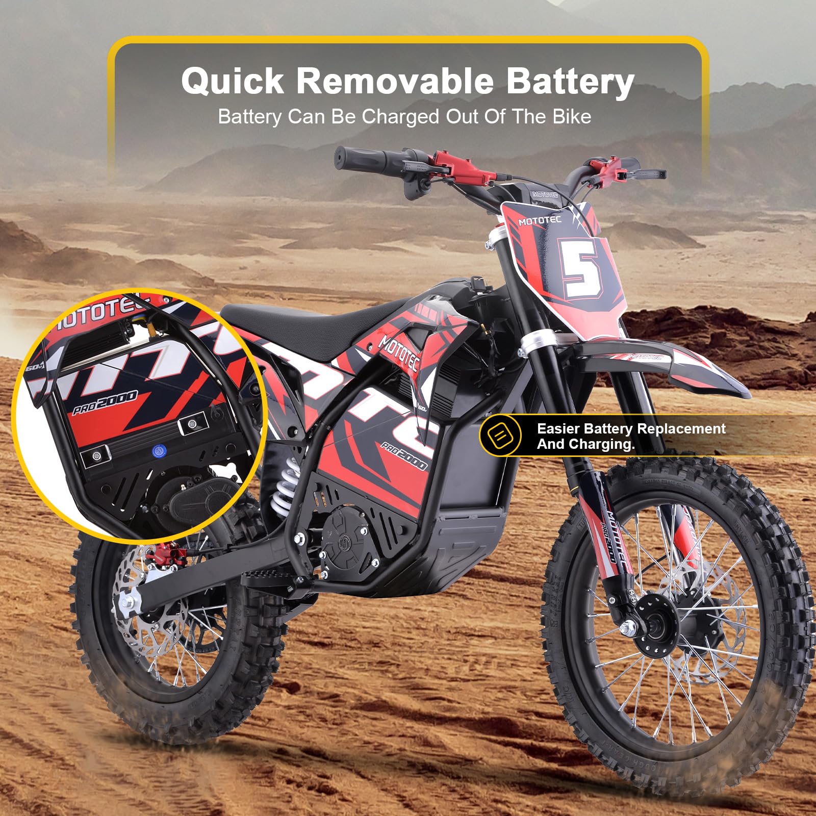 "MotoTec 60v Pro Electric Dirt Bike 2000w Lithium"