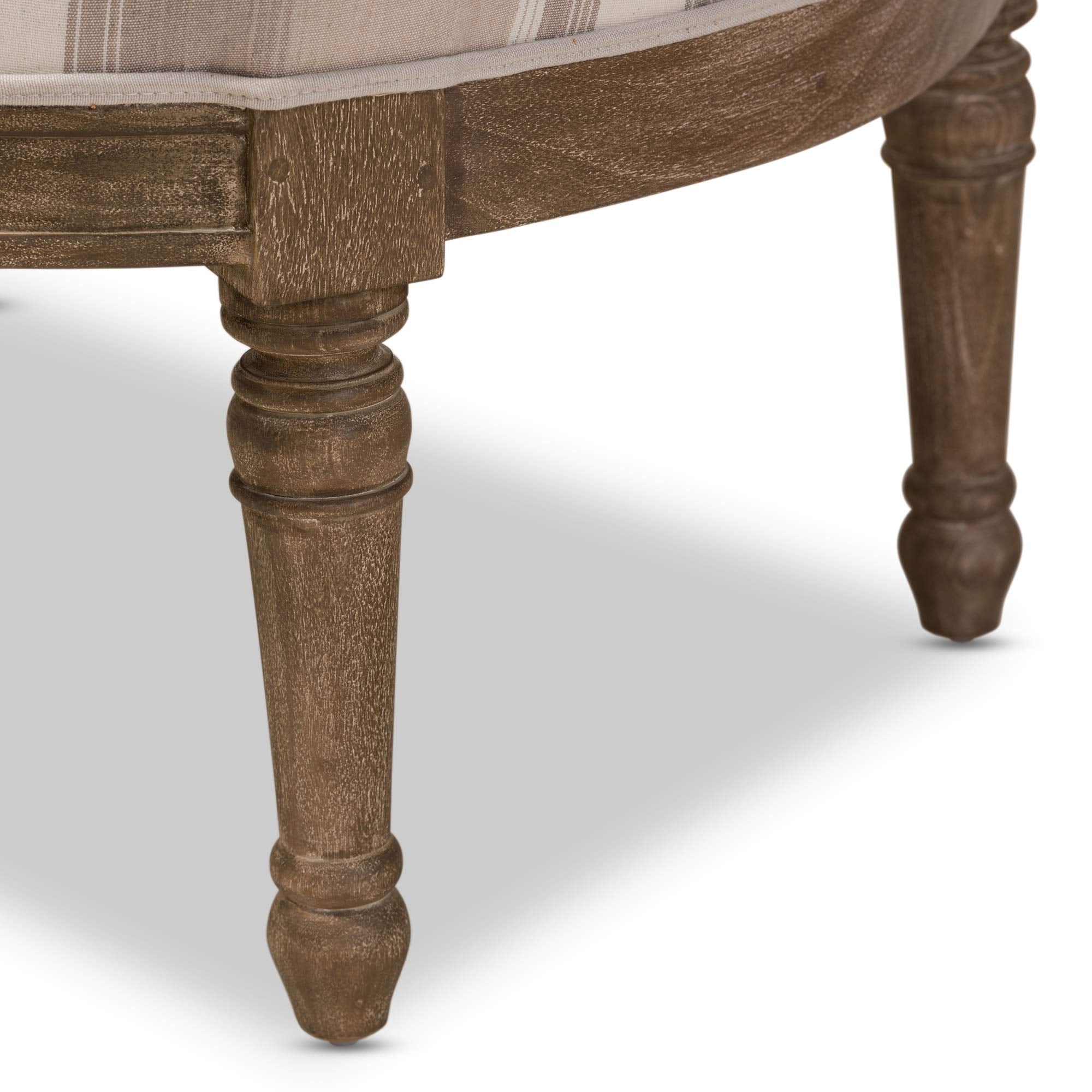 Striped Charlemagne Traditional French Accent Chair, Oak Brown