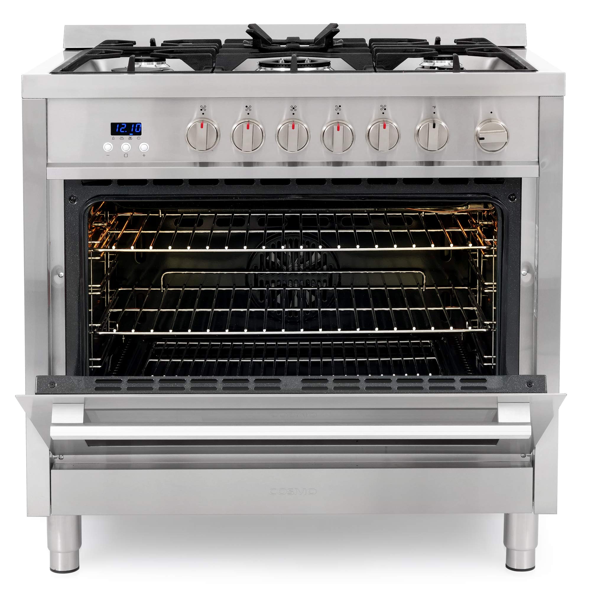 COS-965AGFC 36 in. Nebula Collection 3.8 cu. ft. Gas Range, 5 Burners, Rapid Convection Oven, Cast Iron Grates in Stainless Steel