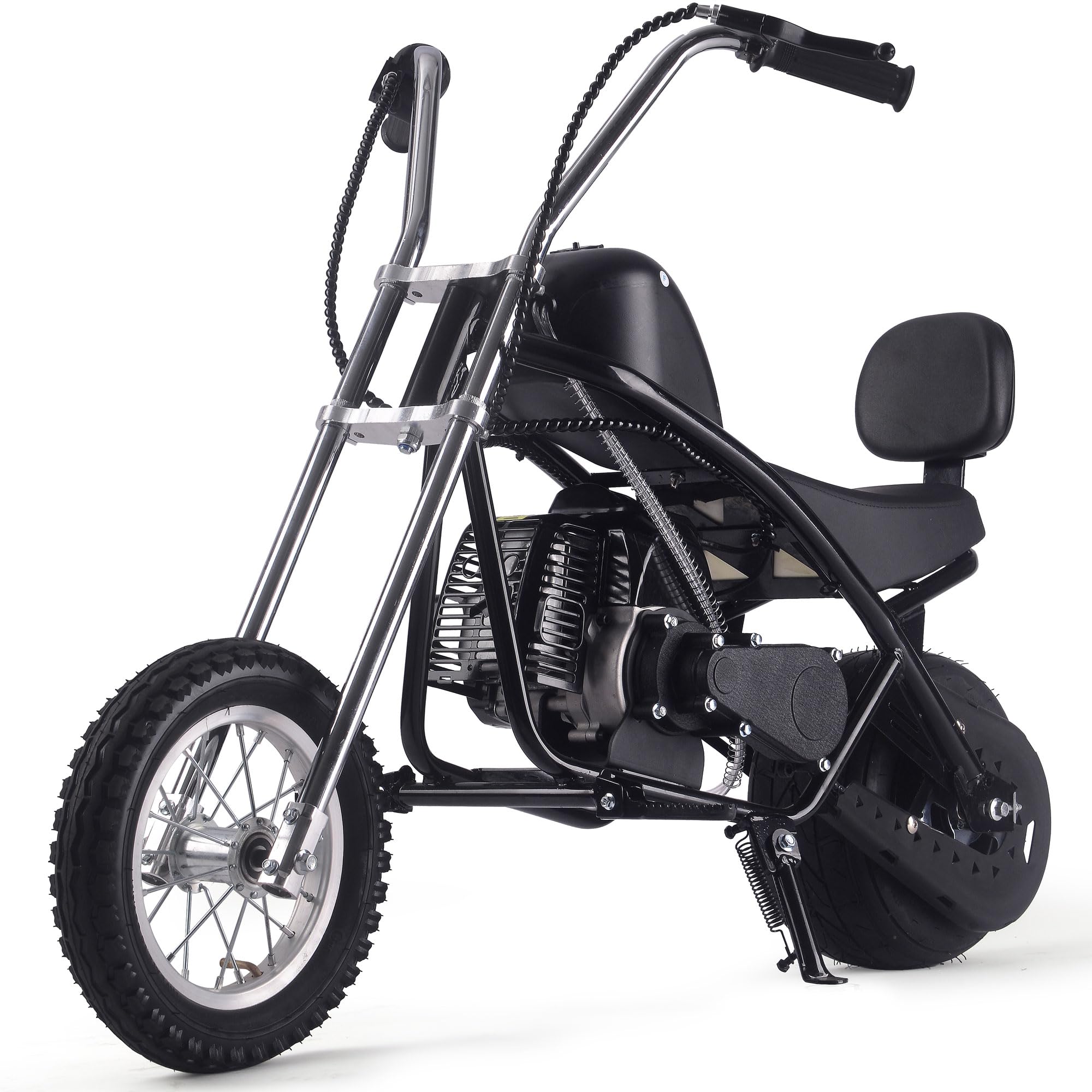 MotoTec 49cc Gas Mini Chopper V2, Pull Start Engine, 23 Mile Range, Black