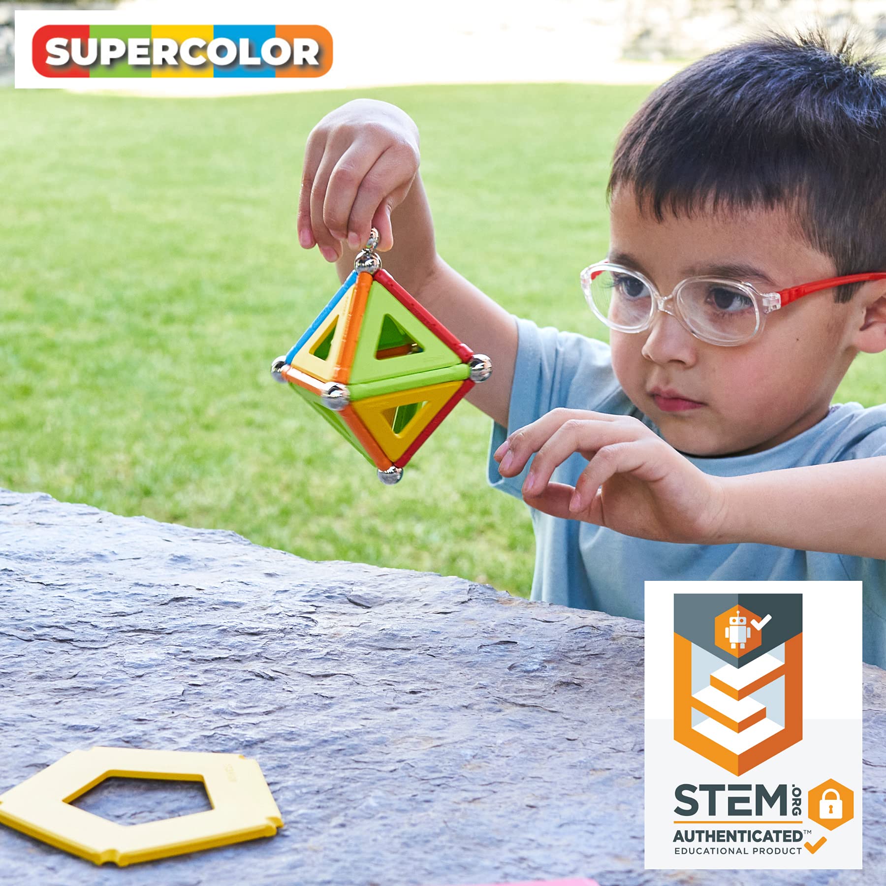 Magnetic Toys | Magnets for Kids | STEM-endorsed Educational Building Set Made from 100% Recycled Plastic | Storage Box | Age 5+ (35 Pieces, Supercolor)