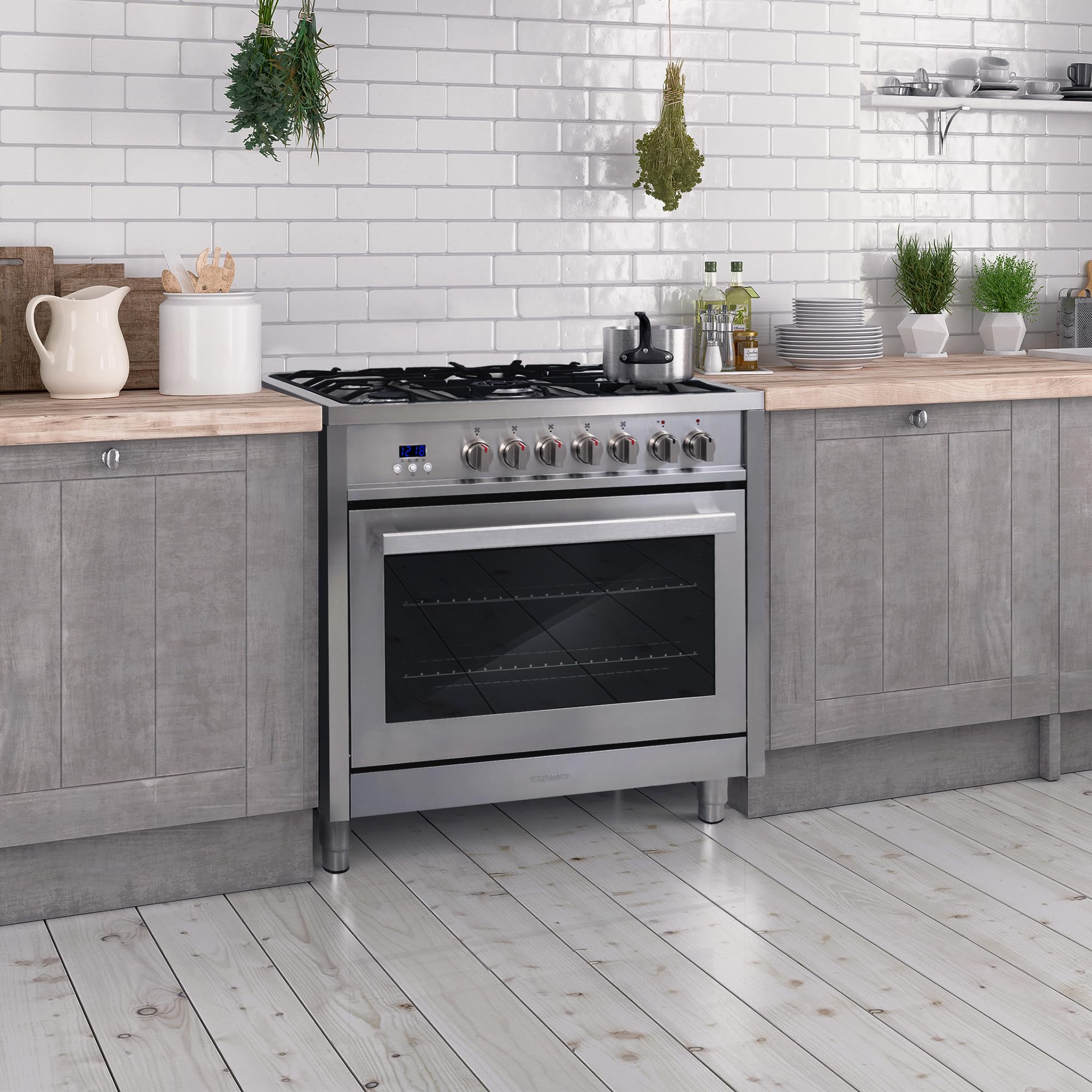 F965 36 in. Stellar Collection 3.8 cu. ft. Dual Fuel Range, 5 Sealed Burners, 8 Function Convection Oven in Stainless Steel