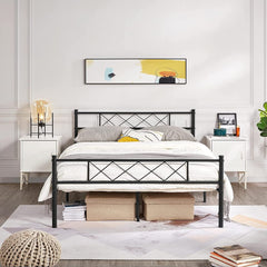 Queen Traditional Powder Coated Slatted Metal Bed