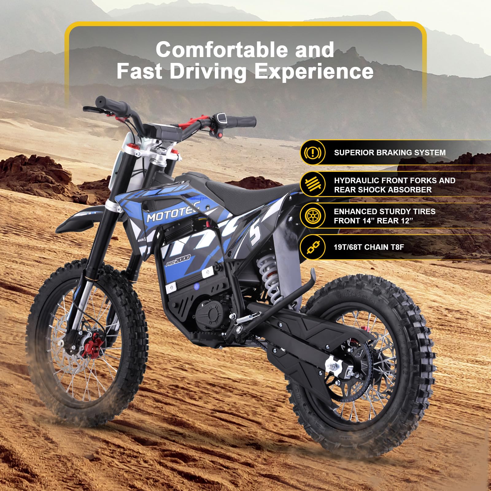 "MotoTec 60v Pro Electric Dirt Bike 2000w Lithium"