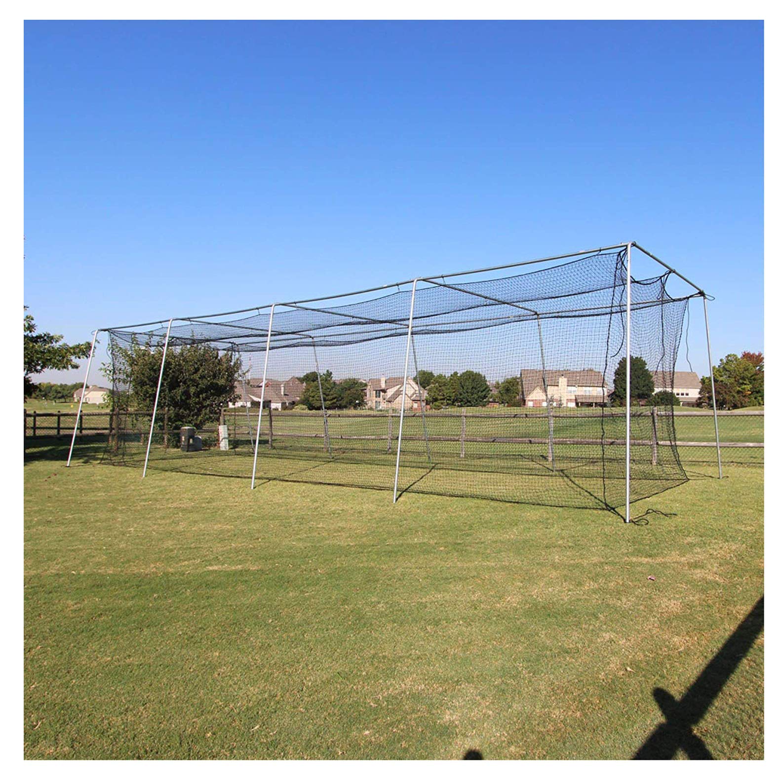 Outdoor Twisted and Knotted Training Weather Resistant Baseball Batting Cage Net with 4-Foot Access Door, Black