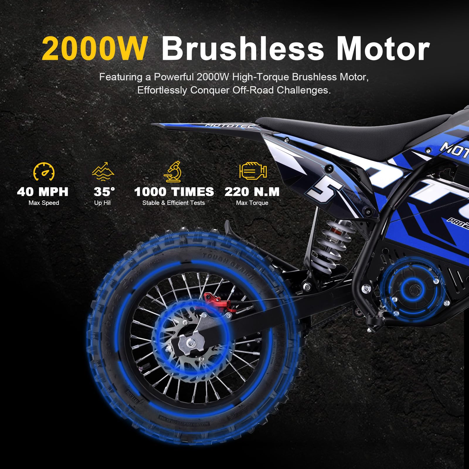 "MotoTec 60v Pro Electric Dirt Bike 2000w Lithium"