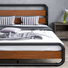 Fast Furnishings Queen Industrial Metal Wood Bed