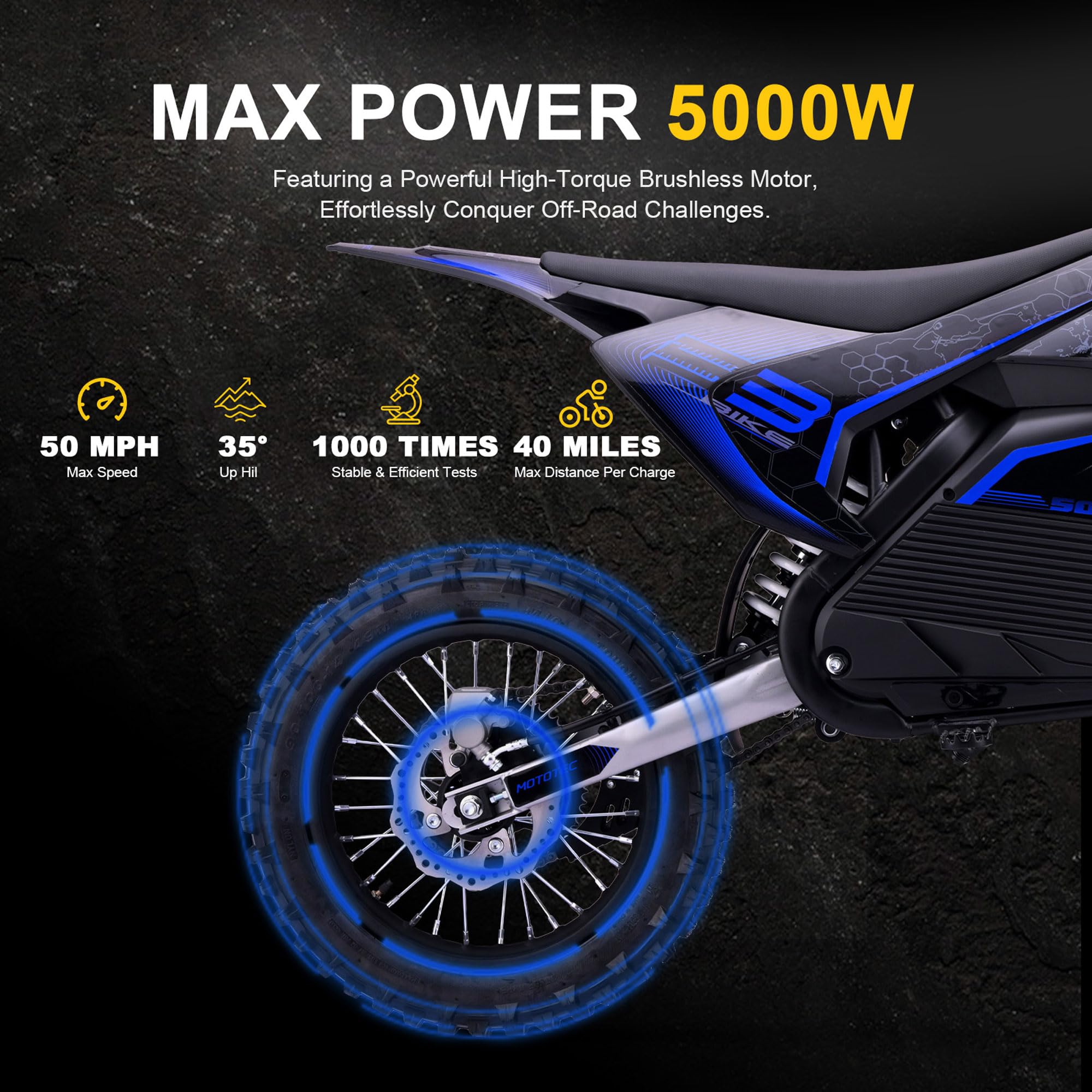 "MotoTec 72v Pro Electric Dirt Bike 5000w Lithium"