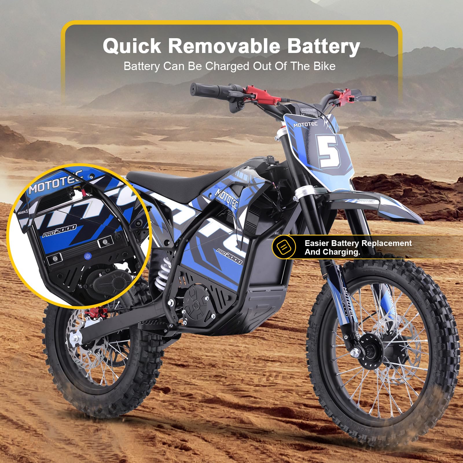 "MotoTec 60v Pro Electric Dirt Bike 2000w Lithium"