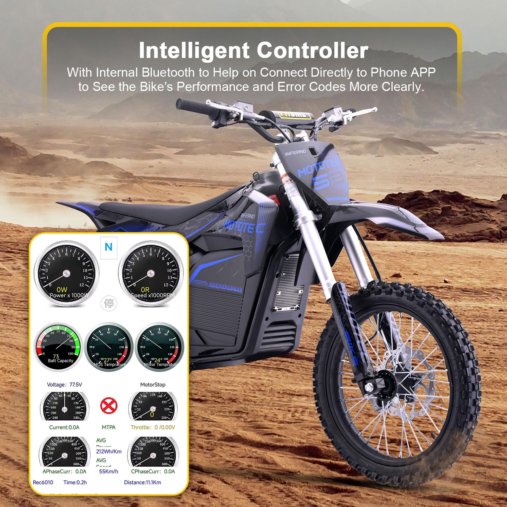 "MotoTec 72v Pro Electric Dirt Bike 5000w Lithium"