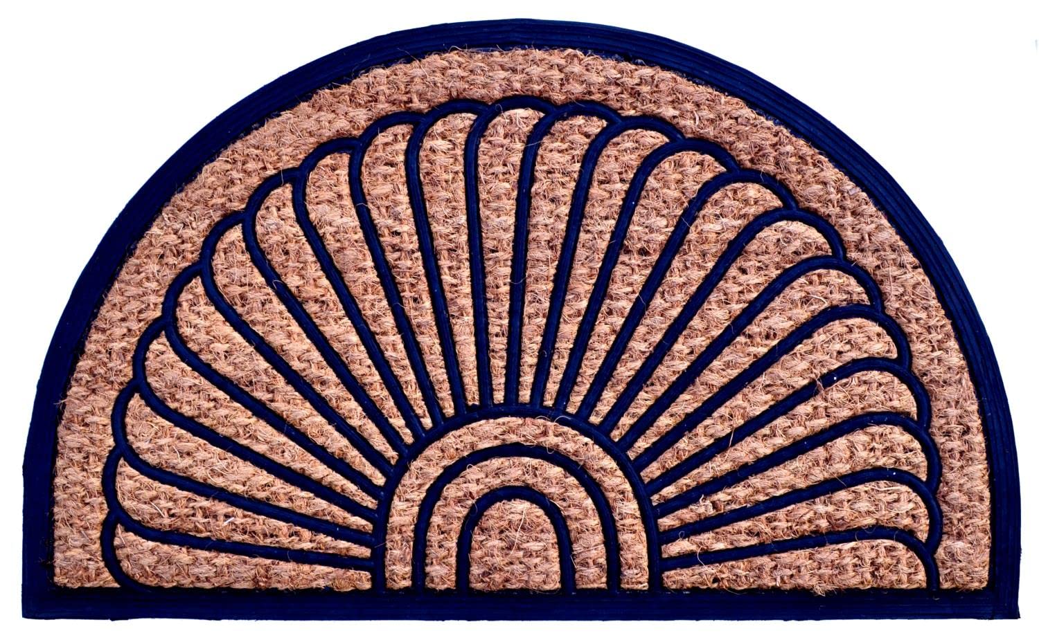 Half Round Rubber Back Coir Doormat, Fan, 18-Inch by 30-Inch